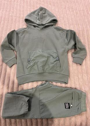 Повсякденний костюм для хлопчика zara м'ятний, розмір xs (6-7 років), трикотаж та плащівка