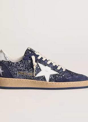 Кеди golden goose ball star сині з блискітками