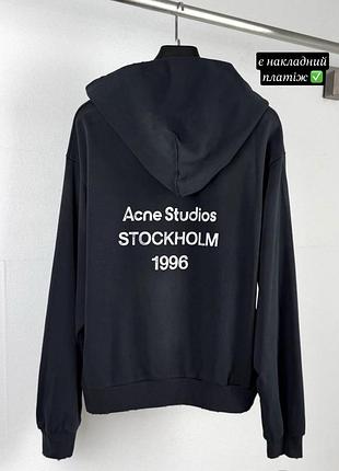 Оверсайз худі кофта acne studios чорна з рваностями