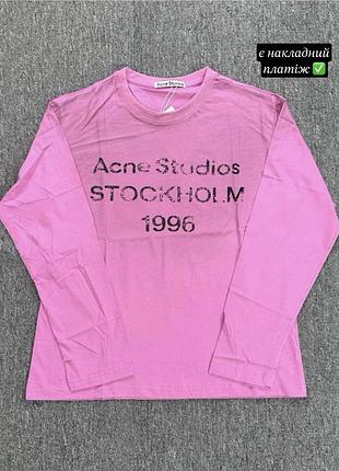 Рожевий оверсайз лонгслів кофта acne studios