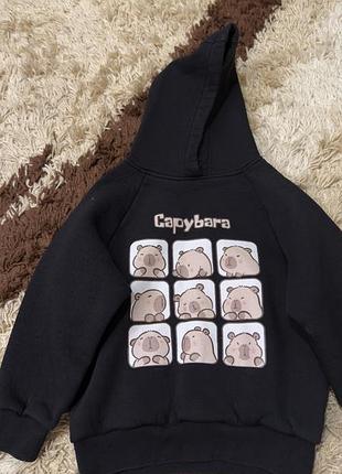 Худі для дітей capybara чорне на флісі