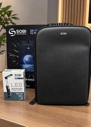 Рюкзак sobi pixel max чорний з led екраном та led-лампою sobi d12 power bank