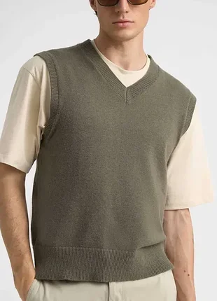 Жилет на основе хлопка с v-образным верхом massimo dutti