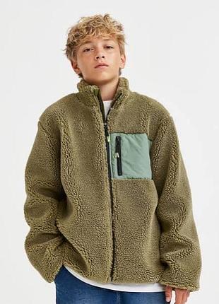 Куртка, шерпа, тедді олівкова h&m 8-10 років