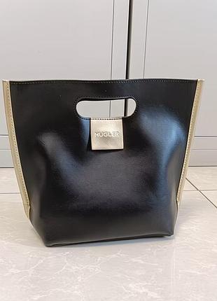 Чорна сумка тоут mugler parfums 🖤