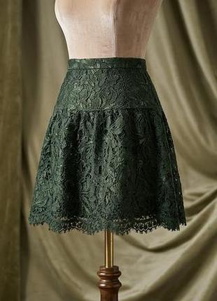 Міні-спідниця жіноча dolce & gabbana мереживна зелена, розмір 42 (it)