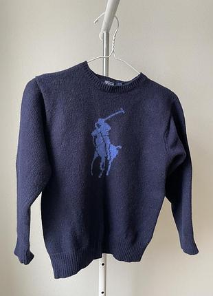 Жіночий светр polo ralph lauren темно-синій шерстяний xs/s