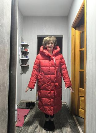 Пуховик жіночий зимовий червоний, розмір l (50)
