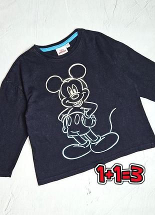 🎁1+1=3 темно-синий хлопковый лонгслив свитер с микки маусом disney на мальчика 3 - 4 года
