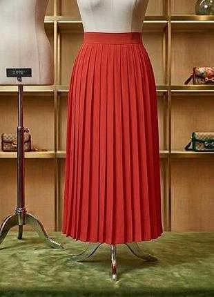 Міді спідниця жіноча gucci плісирована шовкова червона, розмір 40