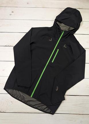 Чоловіча чорна спортивна вітровка дощовик asics s1 rain jacket оригінал тренувальна бігова куртка на мембрані асікс водонепроникна вітрівка