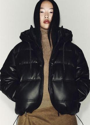 Шкiряний пуфер zara original spain шкiряна куртка зара пуфер зара анорак зара