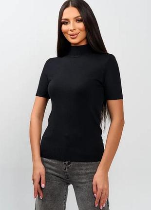 Водолазка гольф в рубчик с коротким рукавом