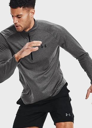 Мужской серый спортивный лонгслив under armour tech оригинал легкая тренировочная кофта андер армор