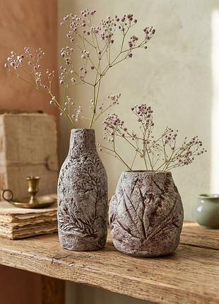 Вазочки hand made, набор из 2 декоративных ваз ручной работы, вазы для цветов и сухоцветов, интерьерный декор для дома, стиль рустик