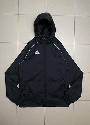 Вітровка чоловіча adidas адідас чорна з капюшоном спортивна куртка легка дощовик на блискавці олімпійка весняна осіння тренувальна розмір s m ориг