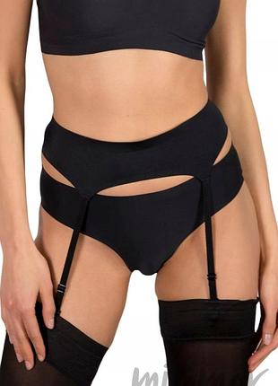 Жіночий пояс-тримач для панчіх wolford з атласу, чорного кольору, розмір m