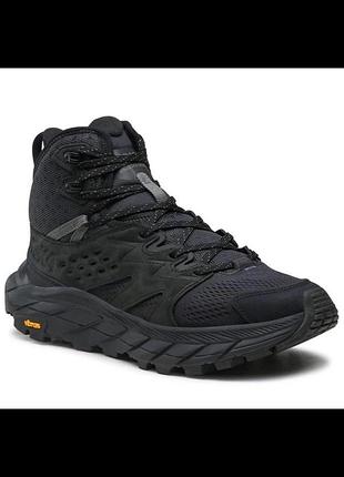 Чоловічі трекінгові черевики hoka anacapa breeze mid у повністю чорному забарвленні (black / black).розмір:41. 1/3.матеріал:шкіра