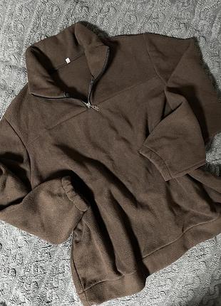 Кофта унісекс флісова oversize коричнева