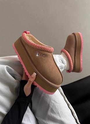 Угги уггі угг ugg tazz platform chestnut love pink