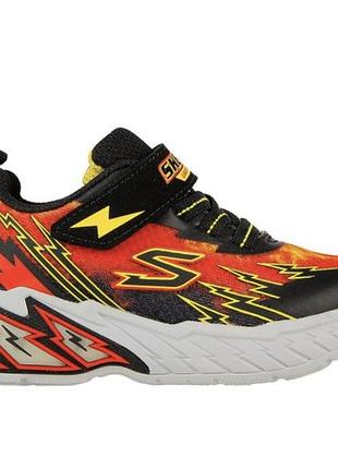 Кросівки для хлопчика skechers з підсвіткою, чорно-помаранчеві