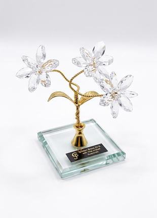 Статуетка swarovski квіти golden brass 24k