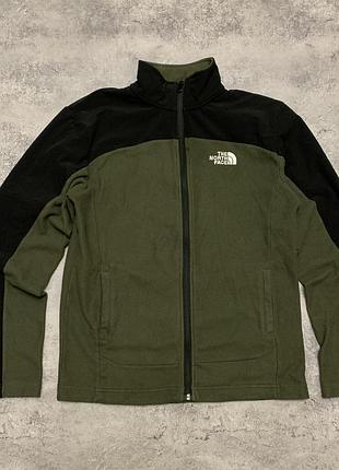Кофта чоловіча the north face флісова full zip хакі з нейлоновими вставками