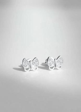 Серебряные серьги «бабочка»