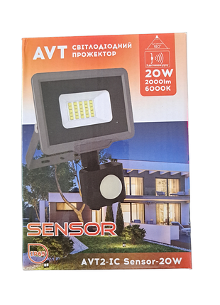 Прожектор c датчиком движения 20w avt-2-ic ip65 6000k