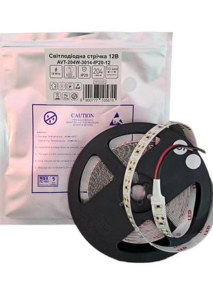 Світлодіодна стрічка avt 12v 204led/m 18w smd3014 6000-6500k білий