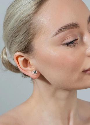 Серебряные серьги «танец контрастов (оникс)»