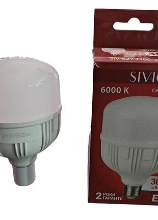 Led лампа sivio 30w т100 e27 6000к белый свет