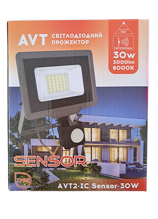 Прожектор c датчиком движения 30w avt-2-ic ip65 6000k