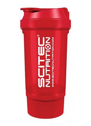 Шейкер для протеина с контейнером для порошка scitec nutrition shaker travel 500 мл красный