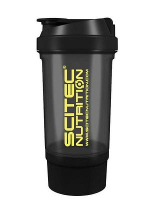 Шейкер для протеина с контейнером для порошка scitec nutrition shaker travel 500 мл чёрный