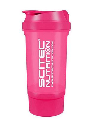 Шейкер для протеина с контейнером для порошка scitec nutrition shaker travel 500 мл розовый