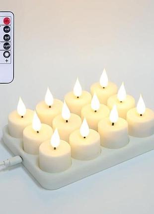 Акумуляторні led-свічки 12 шт. з пультом, таймером та usb-c зарядною станцією