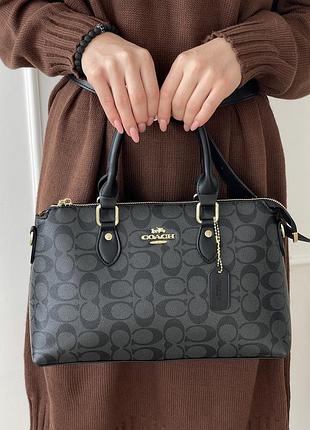 Женская сумка coach georgia черная с ремнем коуч