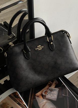 Женская сумка coach georgia коричневая с ремнем коуч