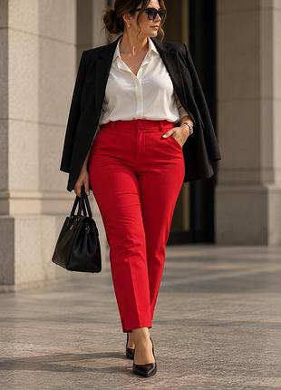 Жіночі брюки meshan everyday trousers, eu 48 / uk 20 / us 16, орієнтовно ua 52–54, яскраво-червоні, стрейч