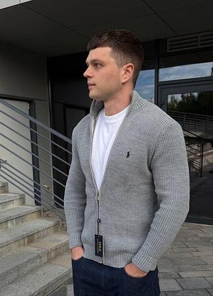 Чоловічий кардиган polo ralph lauren сірий в’язаний светр на гудзиках кофта трикотажна тепла класична туреччина стильний повсякденний одяг