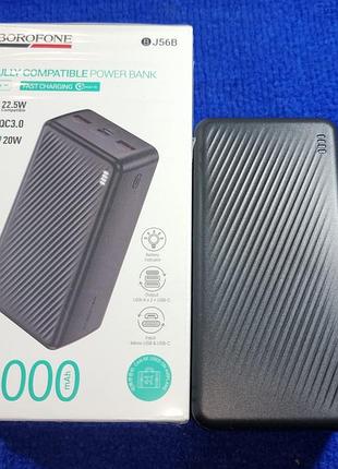 Зарядный power bank повербанк 30000 mah 2 usb+type-c microusb индикатор заряд 20w черный bj56b