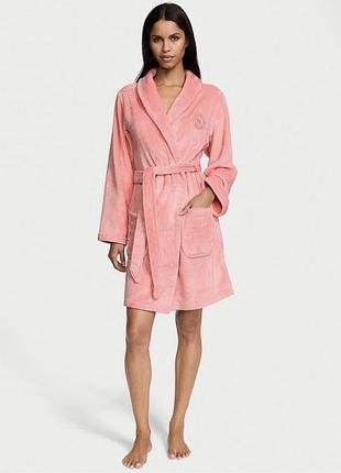 Халат жіночий victoria’s secret плюшевий рожевий xs/s