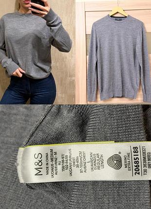 Жіночий тонкий джемпер m&s з вовни мериноса (extra fine merino wool) marks & spencer, розмір m / l
