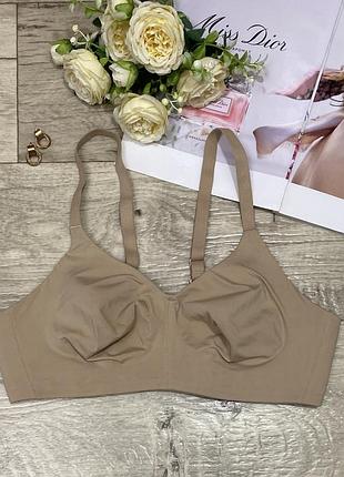 Бежевый бесшовный бюстгальтер, лиф, бра без косточек marks&spencer, р.90b