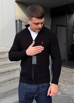 Мужской кардиган polo ralph lauren черный вязаный свитер на пуговицах кофта трикотажная теплая классическая туречевина стильная повседневная одежда