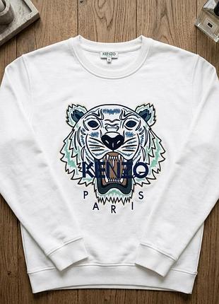 Кофта чоловіча kenzo біла з тигром, розмір l