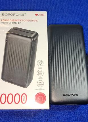Зарядный power bank 30000 mah 2 usb+type-c microusb индикатор заряда. 10w черный bj78b