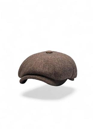 Кепка восьмиклинка коричневая с ушами 55