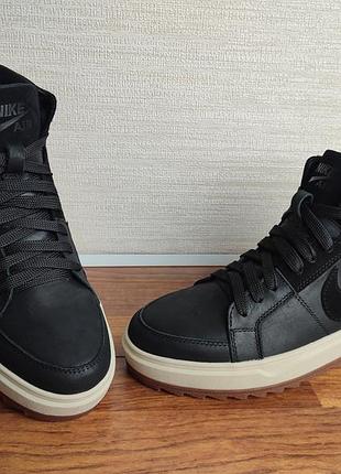 Кроссовки мужские nike waterproof black white кожаные зимние черные с мехом